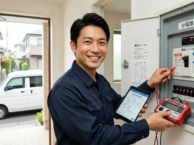 埼玉県朝霞市で漏電調査を行う有資格者の電気工事士
